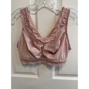 Breezies Soft Support Lace Wirefree Bra 1X Pink A676780 No Padding